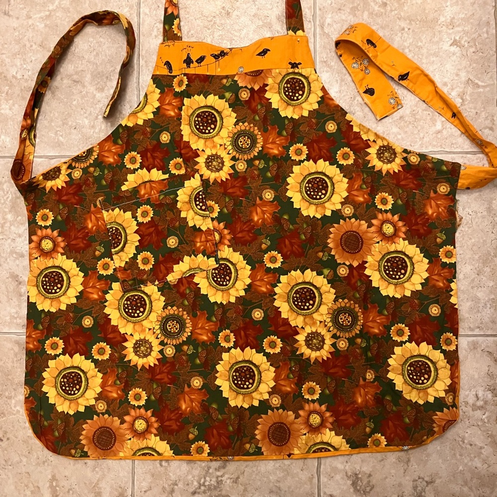 Vibrant Yellow Apron with Floral Design